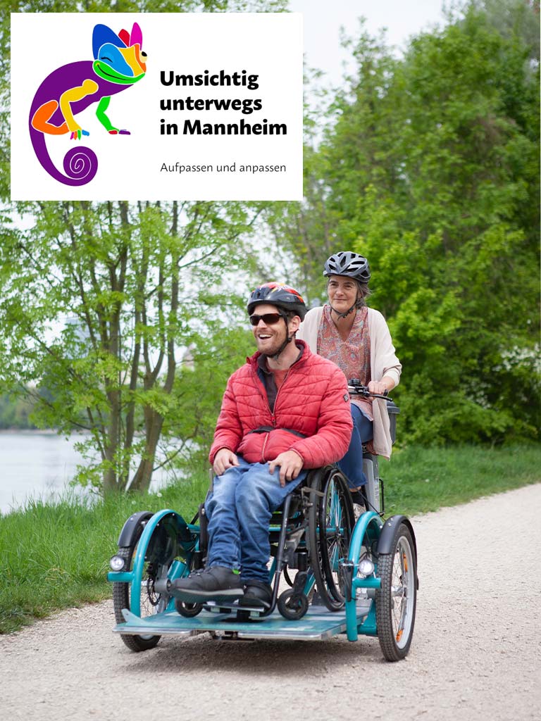 Aktionsstand von “Umsichtig unterwegs in Mannheim” am 6. Juli – Probefahrten mit dem Rollirad